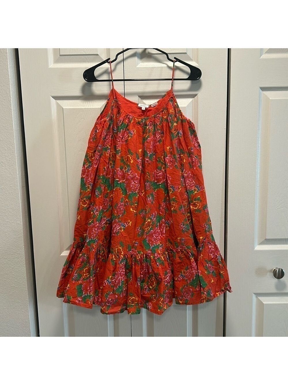 Rhode Resort Red Floral Sleeveless Nala Flare Hem Lined Mini Dress Size Small